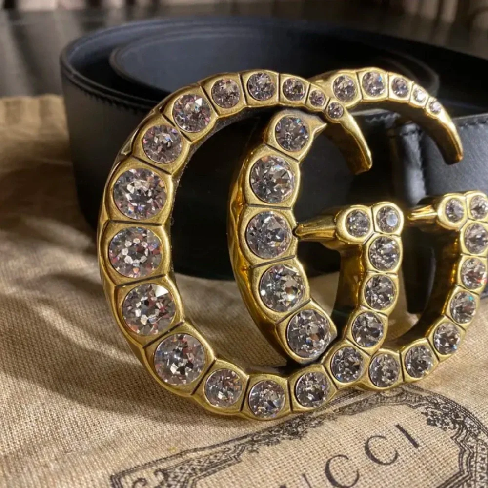 Gucci Extra Wide Crystal GG Marmont Belt. - Picture 2 of 7